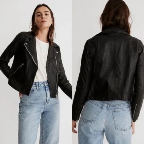 Madewell Jackets & Blazers - Madewell The Washed Leather Motorcycle Jacket Size Medium